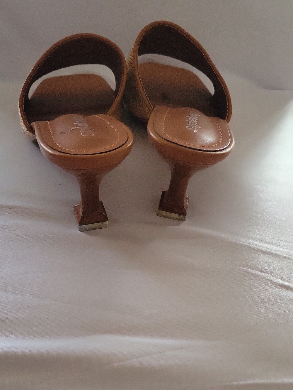 Tan Raffia Slide Sandals - Picture 3 of 5
